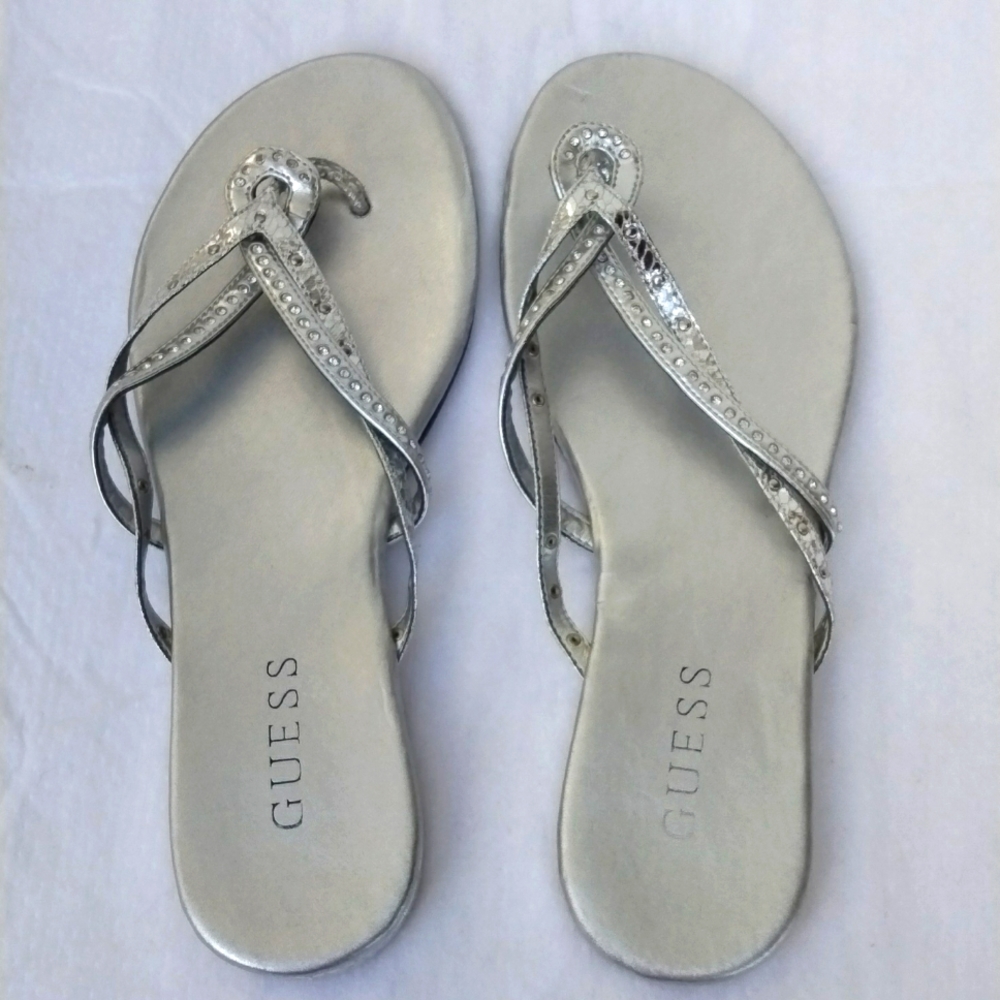 Guess sandals sz 6 1/2 M color silver new no tag